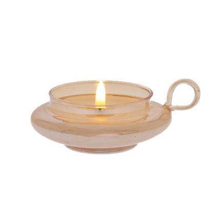 LED CREAM GLASS CANDLE 14X12X4.7CM