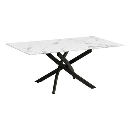 LIVING ROOM TABLE 102 MARBLE WITH BLACK METALLIC LEGS 110x60x45cm