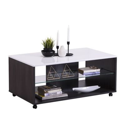 LIVING ROOM TABLE Bert Black Gray Wood-White Lacquer 101*60*45