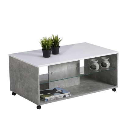 LIVING ROOM TABLE BERT GRAY CONCRETE-WHITE LACQUER 101*60*45