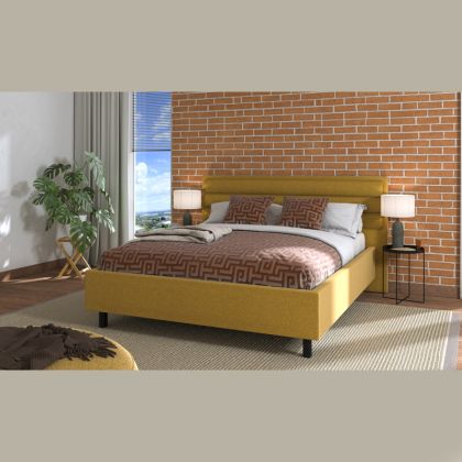 LOZANA BED YELLOW FABRIC WITH BLACK LEGS 193*214*110 (160*200)