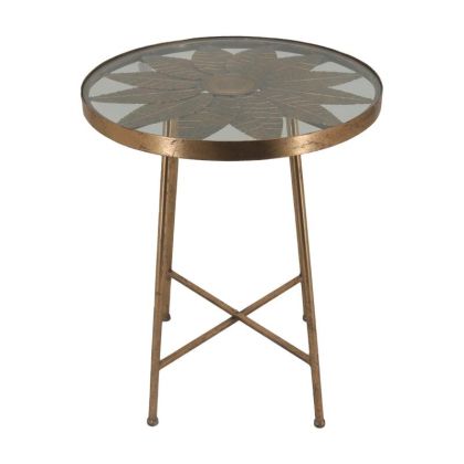 METAL ROUND CORNER TABLE 232081 GOLD COLOR 50x50x64cm