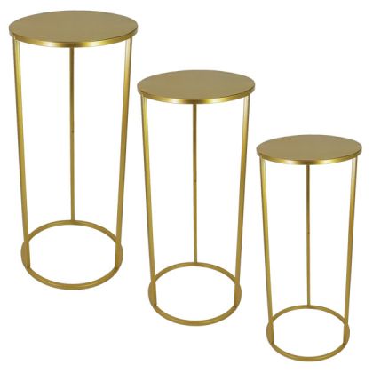 METAL TABLE-STAND SET X3 - GOLDEN ROUND L:30x70 M:26x65 S:22x60cm