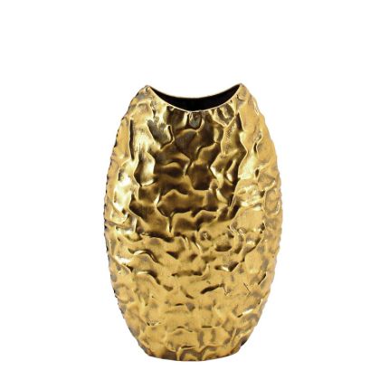 METAL VASE GOLD CORRUGATED - 24x11x39cm