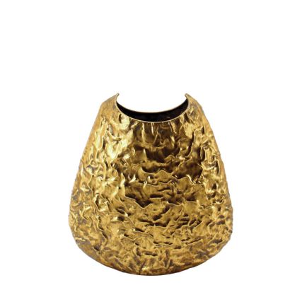 METAL VASE GOLD WRINKLED SHORT - 31x12x34cm