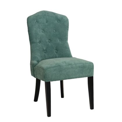 Стол с плюшена дамаска цвят мента и дървени крака 53x61x98