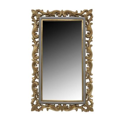 Стенно огледало с рамка от полирезин в сиво-златен цвят 30*2*50