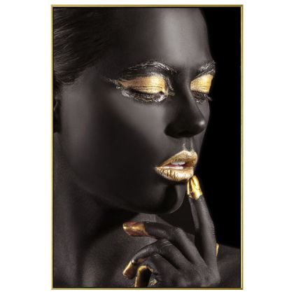 Картина с рамка дигитален принт жена със златни 3D детайли 63x93x3.5cm