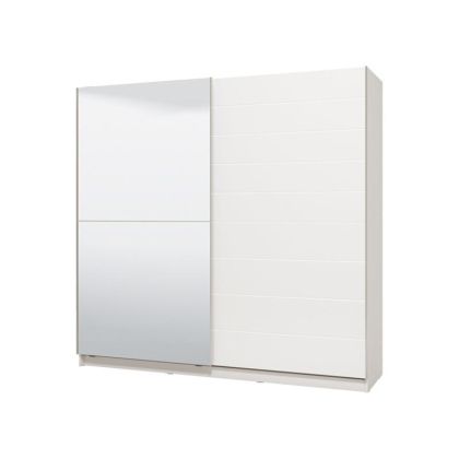 Гардероб MONDEGO 220 OG WITH WHITE MIRROR-WHITE LACQUER 217*62.5*210