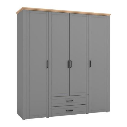 Гардероб VALENCIA 4K2F GRAY-ARTISAN OAK-GRAY MAT 190*58*210cm