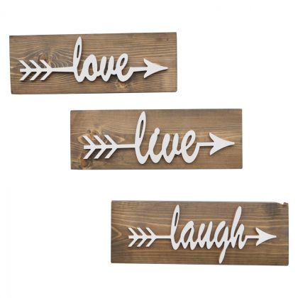 ДЪРВЕНА СТЕННА ДЕКОРАЦИЯ LOVE LIVE LAUGH HM7308 40x1,2x14 cm.