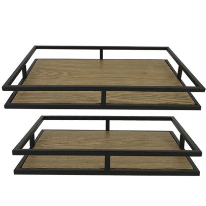 Комплект от 2 подноса MDF и метал 45x35x5.5 см и36x28x5 см