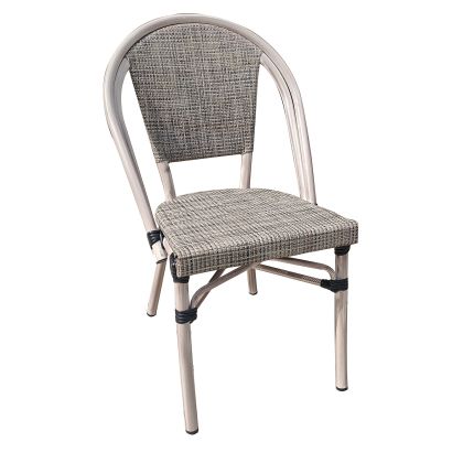 COSTA Aluminum Dining Chair, Antique Gray Shade -Textilene Beige Ε288,1