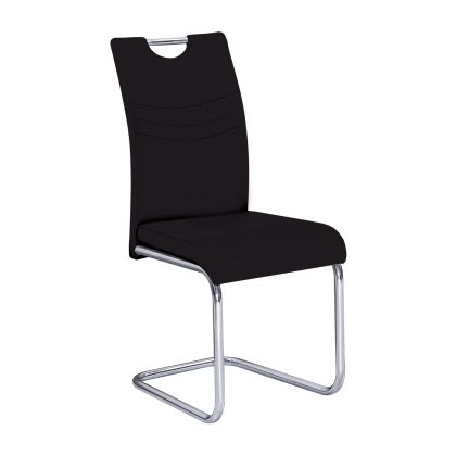 CROFT Kitchen Dining Chair, Metal Chrome, PU Black ΕΜ914,4
