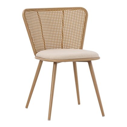 Daniele chair pe rattan beige-fabric beige-metal natural 46.5x57.5x77.5cm