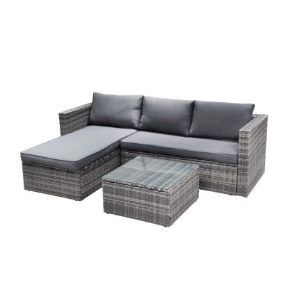 Garden lounge Enthusiasm set 2pcs rattan dark grey-fabric dark grey