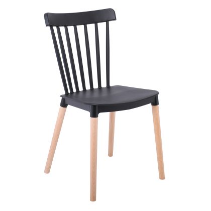 LINA Dining Chair - Kitchen, PP Black, Natural Beech Legs ΕΜ1391,2