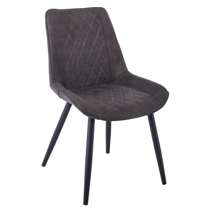 MORGAN Living Room Dining Chair, Metal Black Paint, Gray Suede Fabric ΕΜ169,4