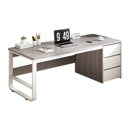 Salto desk with shelf-MDF natural-white 120x48x74cm