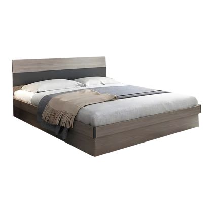 Single storage bed Daizy light walnut-grey melamine 120x200cm