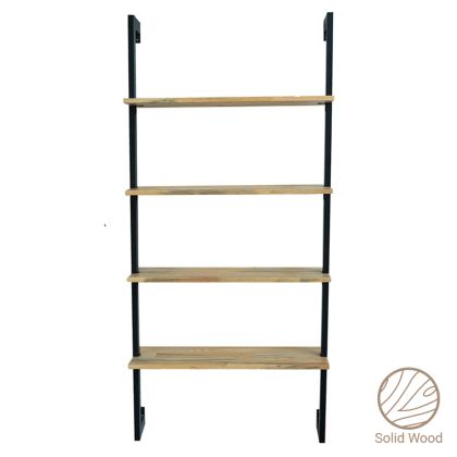 Wall set unit Wilfred solid pine wood natural-black 69x21x150cm