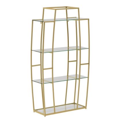 Wall shelf Kramve Inart gold-transparent metal-glass 50x18x90cm