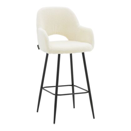 Бар стол Renish цвят слонова кост с черни метални крака 51x57x114cm