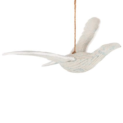 Висяща декорация за таван чайка HM4302 дърво албазия цвят бял със синьо 93x62x12-100H см