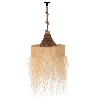 Висяща лампа пендел за таван от сухи палмови листа с ресни БОХО стил Φ51х155Hсм HM11922