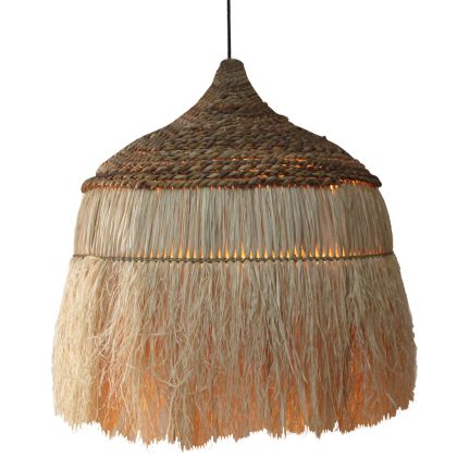 Висяща лампа пендел за таван с шапка от сизал БОХО стил 36x36x40Hсм HM7787