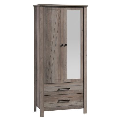 Гардероб Tara double leaf rustic oak mirror 84,5x52x193cm