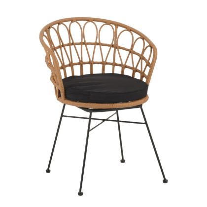 Градински стол Felicia от ратан с черни метални крака D60x81cm