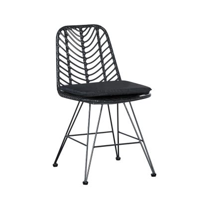 Градински стол Naoki с възглавничка изкуствен PE ратан черни метални крака 44x58x82cм
