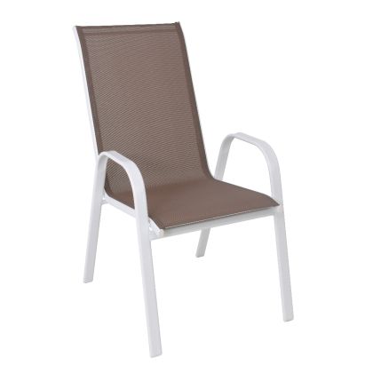Градински стол Rio от метал в бяло и бежово, стифируем Ε270,21
