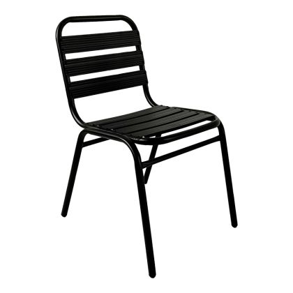 Градински стол Sussie черен алуминий олекотен с черни метални крака 45x62x76см