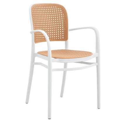 Градински стол от полипропилен HM5938.01 бял/бежов 56x52.5x85.5Hcm.