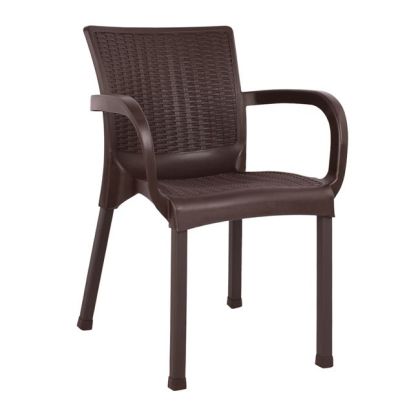 Градински стол от полипропилен ратан HM5591.03 в кафяв цвят 60x60x82 cm