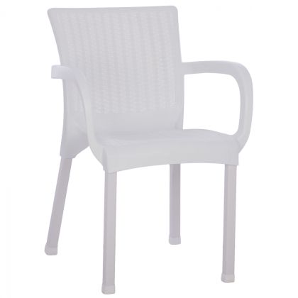 Градински стол полипропилен HM5591.01 бял цвят с алуминиеви крака