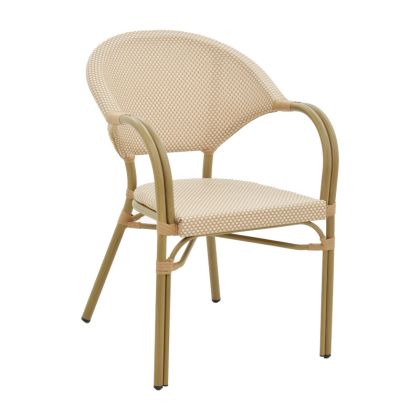 Градински стол с подлакътници Elyza материал бежов textilene с алуминиеви златисти крака 57x62x84cм
