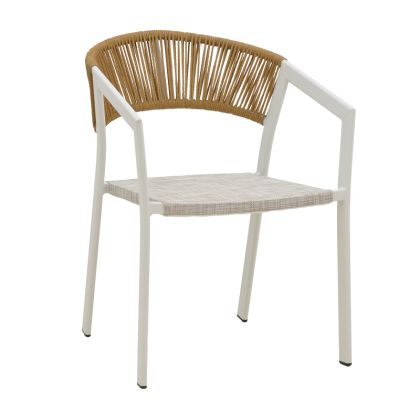 Градински стол с подлакътници Glisten бежов textilene естествен ратан алуминиеви крака 56x62x77cм