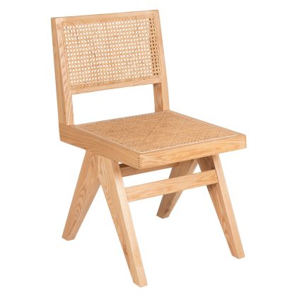 Градински трапезен стол FREDRIK дърво ясен и естествен ратан 45x55,5x83H см