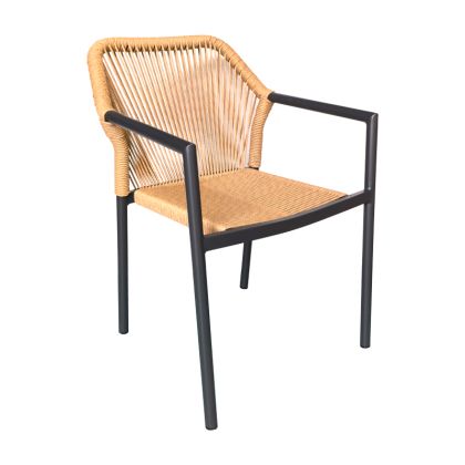 Градински трапезен стол Lush естествен ратан-алуминий цвят антрацит 56x59x80cм