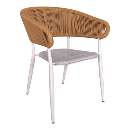 Градински трапезен стол Raven естествен ратан-текстилен-алуминий 57x62x78cм