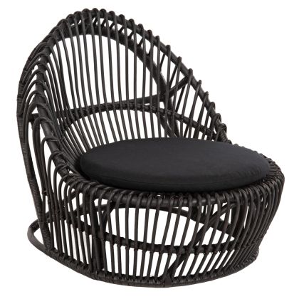 Градинско кресло за дневна ENTROPY HM9840.03 от полиран ратан в естествен цвят - черна възглавница 80x97x85см.