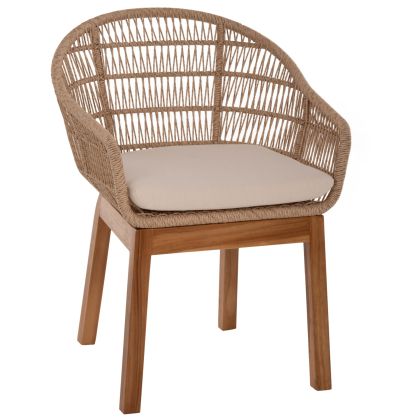 Градинско кресло Amora HM9567 с рециклирани тикови крака, алуминиева рамка и полиран64x60x87 см