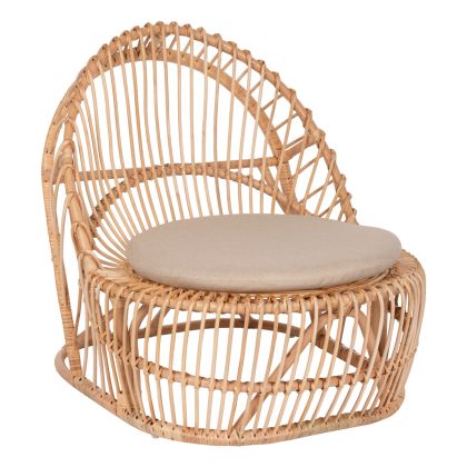 Градинско кресло за дневна ENTROPY HM9840.01 от ратан в естествен цвят - екрю възглавница 80x97x85см.