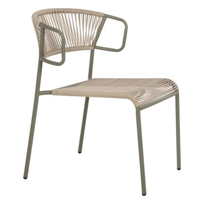 Градиснки стол SUKI изкуствен ратан в светло зелено и метални крака 54x62x80см HM6053.05