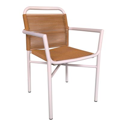 Грсдински трапезен стол Clutch естествен ратан-бяла рамка алуминий 55x56x80cм