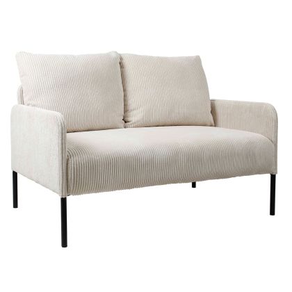 Двуместен диван ALBERTO с дамаска цвят екрю и черни метални крака
