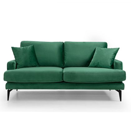Двуместен диван Fortune плюшена дамаска цвят зелен-черен 175x90x88cm с предварителна поръчка